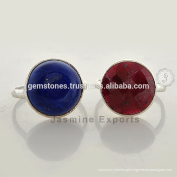 Jóias naturais de pedras preciosas, Venda por atacado Vermeil Gold Semi Precious Gemstone Bezel Rings Fornecedor